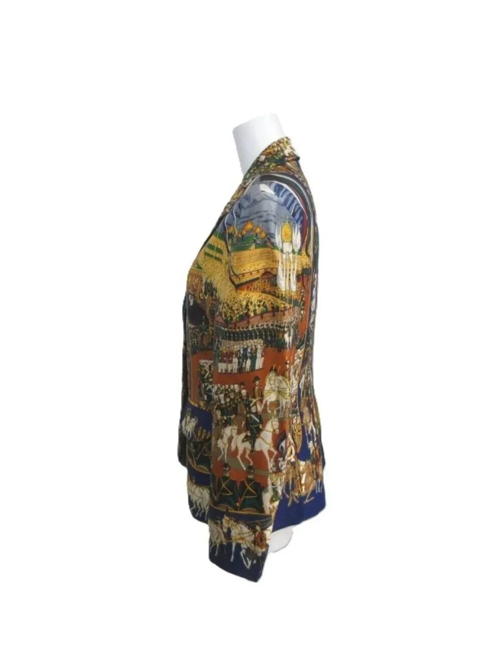 Hermes Vintage Tailored Jacket Scarf Pattern Grand Cortege a Moscou Fully Lined